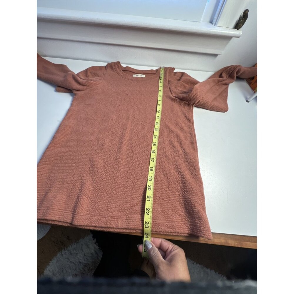 Madewell Pleated Statement Puff Sleeves Dusty Orange Rust Autumn‎ Top Size XS - Picture 10 of 10